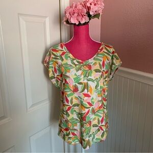 NWT Fransa Green/Pink/Orange/Yellow Cap Sleeve T-shirt, size S
